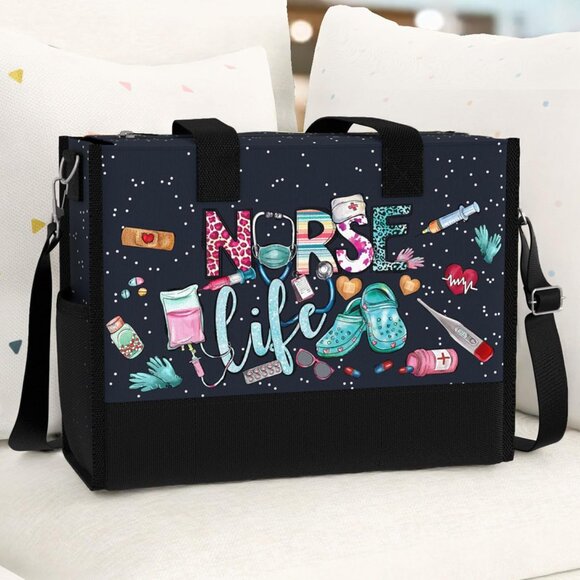 Large Waterproof Tote Bag Women with Pockets Zipper Travel Work Grocery - Picture 6 of 6